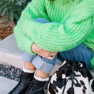 Scotch and Soda knitted oversized lime green sweater -Large